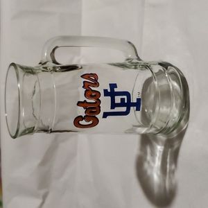 Vintage UNIVERSITY of FLORIDA GATORS UF Collectible Glass Beer Tankard Mug-EC